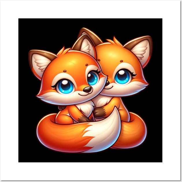 Fox Best Friends - Fox Couple Wall Art by FoxSplatter